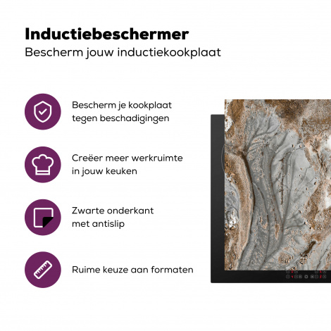 Inductiebeschermer - Abstract - Marmer - Wit - Bruin - Marmerlook-3