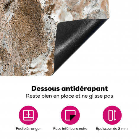 Protège-plaque à induction - Abstrait - Marbre - Blanc - Marron - Aspect marbre-4