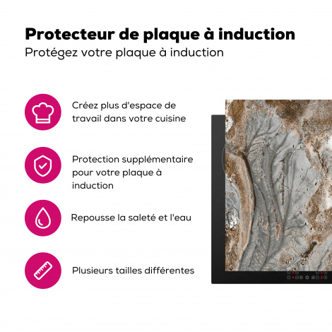 Protège-plaque à induction - Abstrait - Marbre - Blanc - Marron - Aspect marbre-3