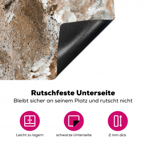 Herdabdeckplatte - Abstrakt - Marmor - Weiß - Braun - Marmoroptik-4
