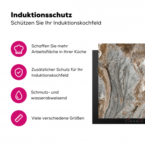 Herdabdeckplatte - Abstrakt - Marmor - Weiß - Braun - Marmoroptik-3