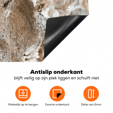 Inductiebeschermer - Abstract - Marmer - Wit - Bruin - Marmerlook-4