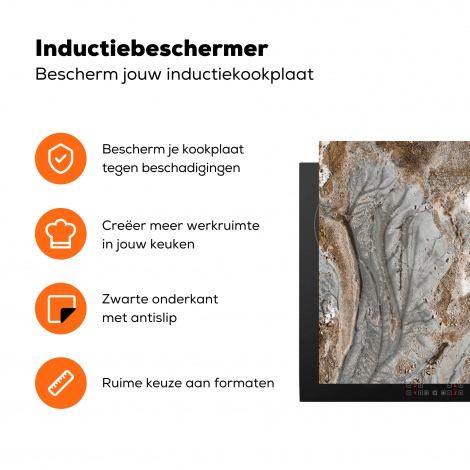 Inductiebeschermer - Abstract - Marmer - Wit - Bruin - Marmerlook-3