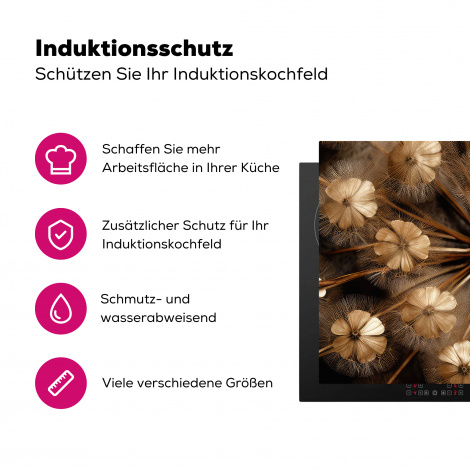 Herdabdeckplatte - Trockenblumen - Braun - Natur-3