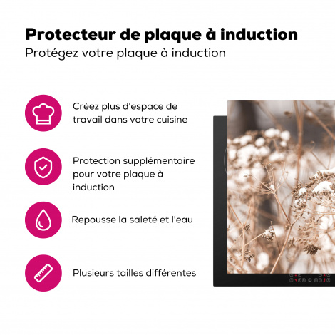 Protège-plaque à induction - Fleurs séchées - Blanc - Plantes-3