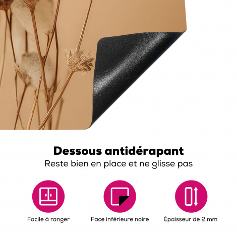 Protège-plaque à induction - Fleurs - Plantes - Marron - Pastel-4