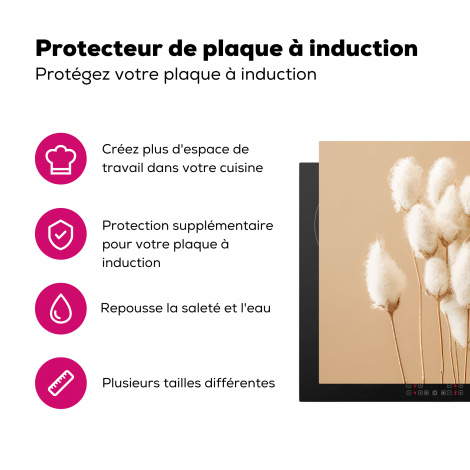 Protège-plaque à induction - Fleurs - Plantes - Marron - Pastel-3