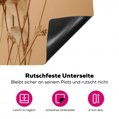 Herdabdeckplatte - Blumen - Pflanzen - Braun - Pastell-4