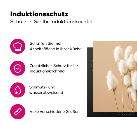 Herdabdeckplatte - Blumen - Pflanzen - Braun - Pastell-3