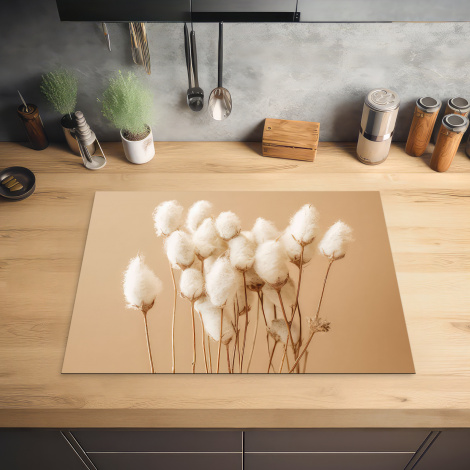 Herdabdeckplatte - Blumen - Pflanzen - Braun - Pastell-2
