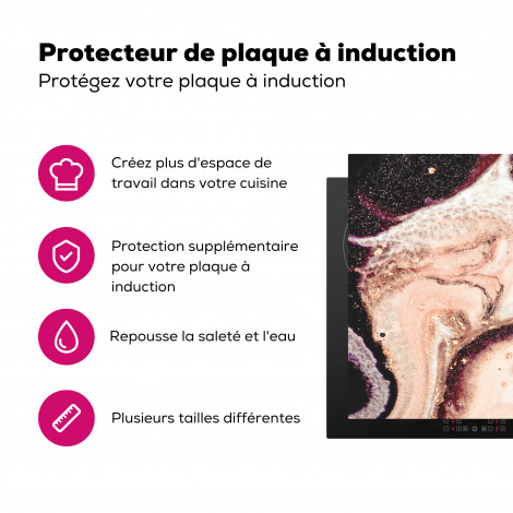 Protège-plaque à induction - Pierre - Marbre - Pierre précieuse - Abstrait - Nature - Rose-3