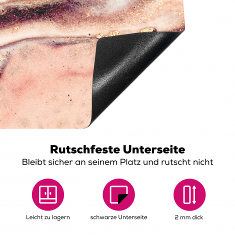 Herdabdeckplatte - Stein - Marmor - Edelstein - Abstrakt - Natur - Rosa-4