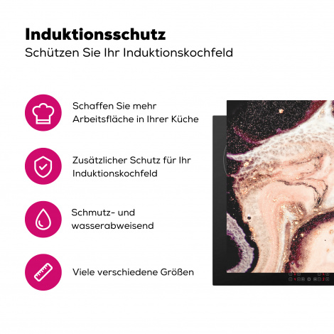 Herdabdeckplatte - Stein - Marmor - Edelstein - Abstrakt - Natur - Rosa-3