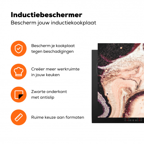 Inductiebeschermer - Steen - Marmer - Edelsteen - Abstract - Natuur - Roze-3