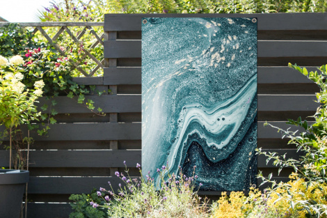 Tuinposter - Edelstenen - Blauw - Natuur - Marmer - Abstract - Staand-thumbnail-2