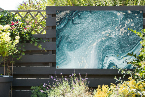 Tuinposter - Edelstenen - Blauw - Natuur - Marmer - Abstract - Liggend-2