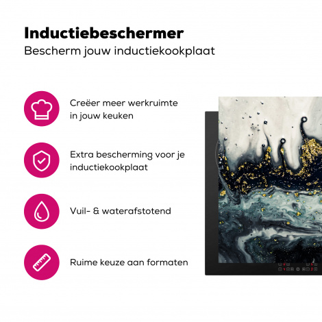 Inductiebeschermer - Marmer - Abstract - Goud - Luxe-3