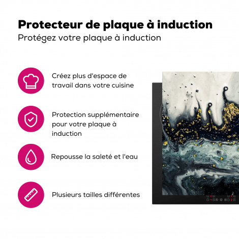 Protège-plaque à induction - Marbre - Abstrait - Or - Luxe-3