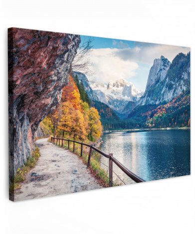 Canvas schilderij - Bergen - Meer - Pad - Natuur
