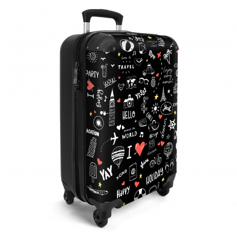 Koffer - Patroon - Doodle - Reizen - Vakantie - Zwart-2
