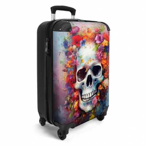 Koffer - Doodskop - Bloemen - Waterverf - Botanisch - Skull - Schedel-2