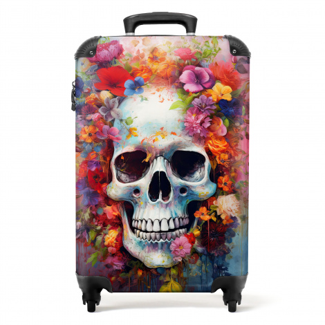 Koffer - Doodskop - Bloemen - Waterverf - Botanisch - Skull - Schedel