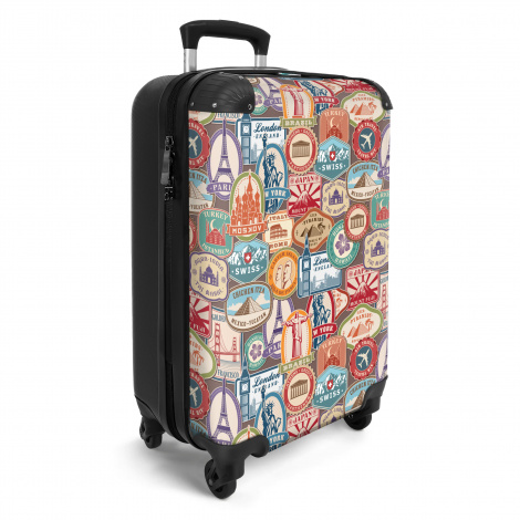 Koffer - Reizen - Patroon - Illustraties - Vintage - Bruin-2