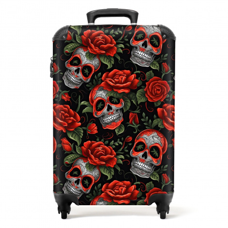 Koffer - Schedels en rode rozen
