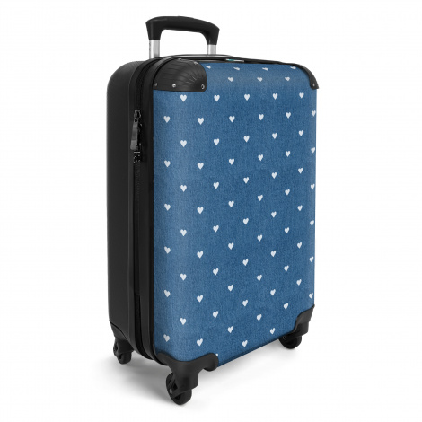 Koffer - Hartjes - Patronen - Blauw - Wit-2