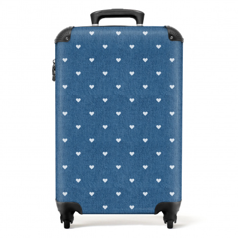 Koffer - Hartjes - Patronen - Blauw - Wit