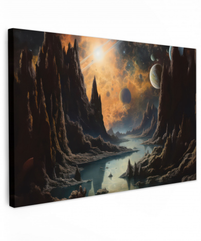 Leinwandbild - Gebirge - Fluss - Fluss - Planeten
