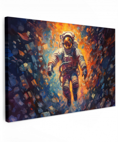 Leinwandbild - Astronaut - Neon - Orange - Weltraum