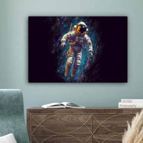 Leinwandbild - Weltraum - Neon - Astronaut - Sterne-4