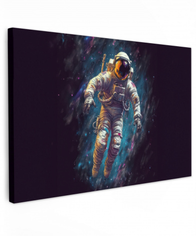 Leinwandbild - Weltraum - Neon - Astronaut - Sterne