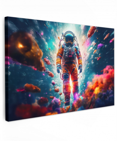 Leinwandbild - Astronaut - Neon - Meteorit - Neon