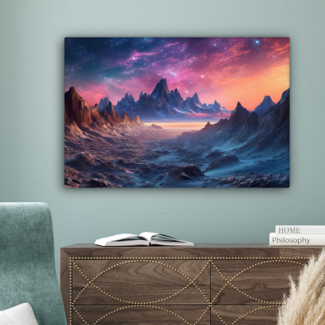 Leinwandbild - Berge - Sterne - Bunt - Neon-4