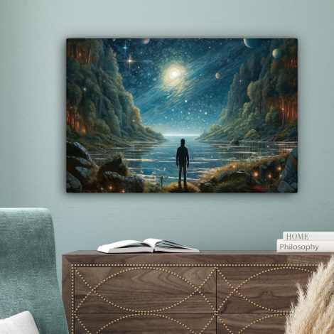 Leinwandbild - Gebirge - Wasser - Mond - Sterne-4