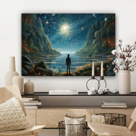 Leinwandbild - Gebirge - Wasser - Mond - Sterne-3