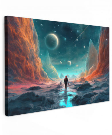 Leinwandbild - Berge - Weltraum - Planeten - Astronaut
