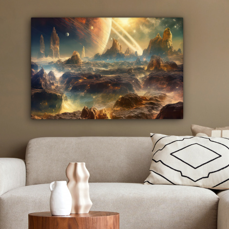 Canvas schilderij - Gebergte - Planeet - Ruimte - Sterren-2