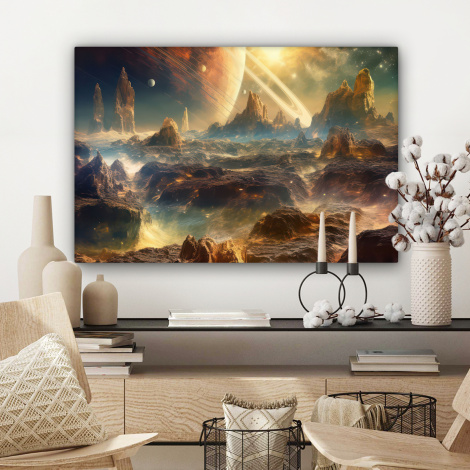 Canvas schilderij - Gebergte - Planeet - Ruimte - Sterren-3