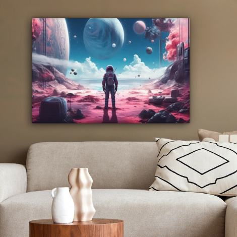 Canvas schilderij - Astronaut - Ruimte - Planeten - Wolken-2