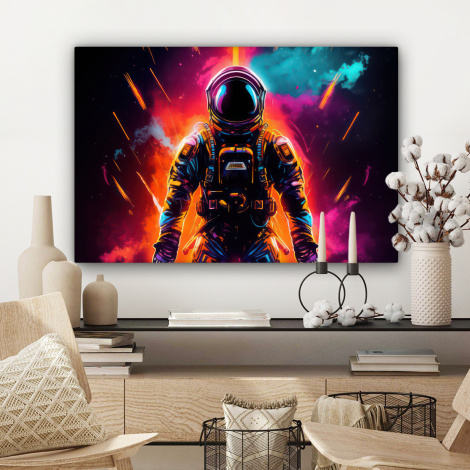 Canvas schilderij - Astronaut - Neon - Gaming - Ruimte-3