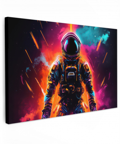 Canvas schilderij - Astronaut - Neon - Gaming - Ruimte