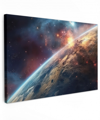 Canvas schilderij - Heelal - Sterren - Ruimte - Planeet