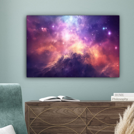 Leinwandbild - Berg - Sternenhimmel - Weltraum - Neon-4