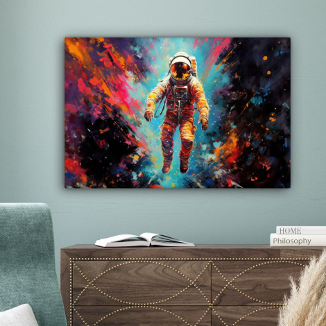 Leinwandbild - Astronaut - Graffiti - Weltraum - Neon-4