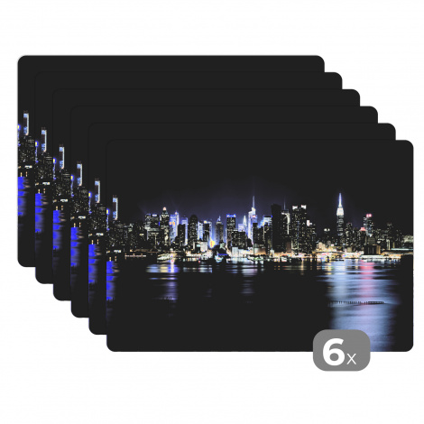 Tischset (6er Set) - New York - Sternenhimmel - Empire State Building - 45x30 cm