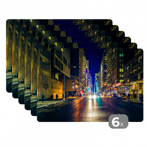 Tischset (6er Set) - New York - Taxi - Nacht - 45x30 cm
