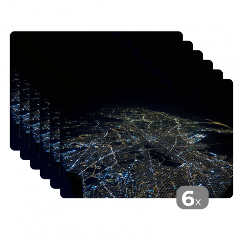 Premium placemats (6 stuks) - New York - Nacht - Plattegrond - 45x30 cm-1
